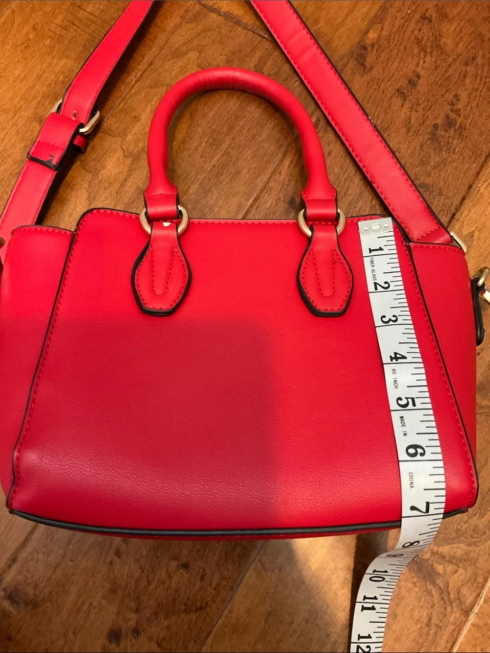 Red Structured Satchel Crossbody Bag - Women's Handbag